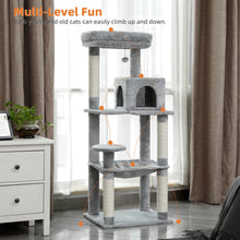 Load image into Gallery viewer, Cat Tree for Indoor Cats 5-Level Cat Tower for Large Cats with Large Hammock Sisal Covered Scratching Posts Cozy Condo Top Perch
