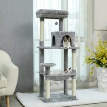 Load image into Gallery viewer, 143Cm Tall Multi-Level Cat Tower With Large Hammock (50.8x40.64cm), Sisal Scratching Posts, Cozy Condo &amp; Top Perch  Cat  Tree
