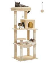 Load image into Gallery viewer, 143Cm Tall Multi-Level Cat Tower With Large Hammock (50.8x40.64cm), Sisal Scratching Posts, Cozy Condo &amp; Top Perch  Cat  Tree
