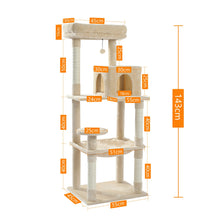 Load image into Gallery viewer, Cat Tree for Indoor Cats 5-Level Cat Tower for Large Cats with Large Hammock Sisal Covered Scratching Posts Cozy Condo Top Perch
